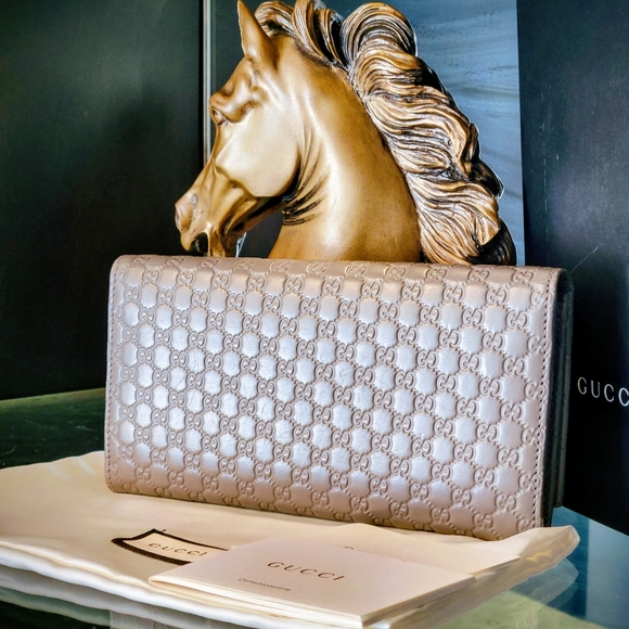 GUCCI Grey Microguccissima Leather Continental Wallet NWOT - Picture 3 of 12